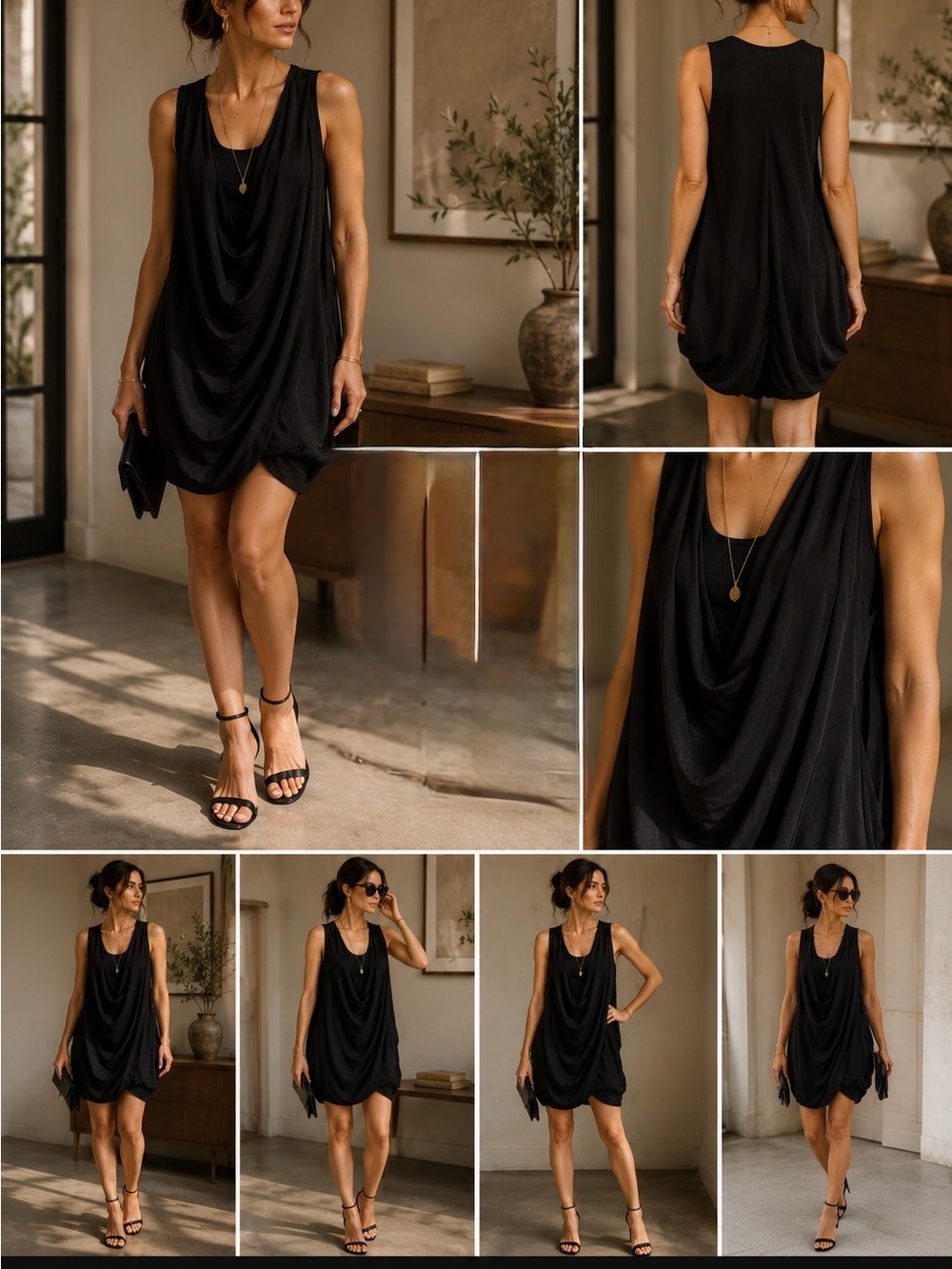 United Colors Of Benetton Black Draped Mini Dress